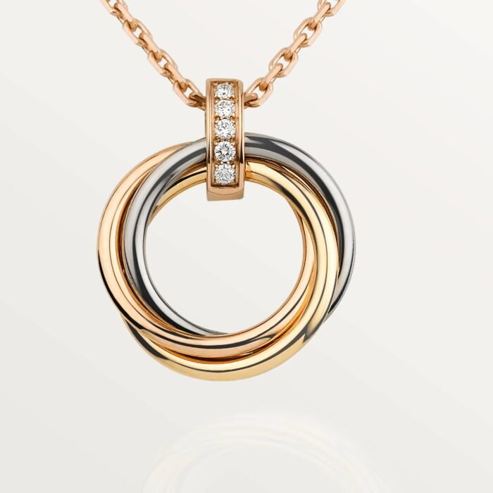 ELSIE LOVE Trinity Circle Pendant Necklace for Women, 18K Gold Plated V Gold, PVD Layered, Cubic Zircon - Image 8