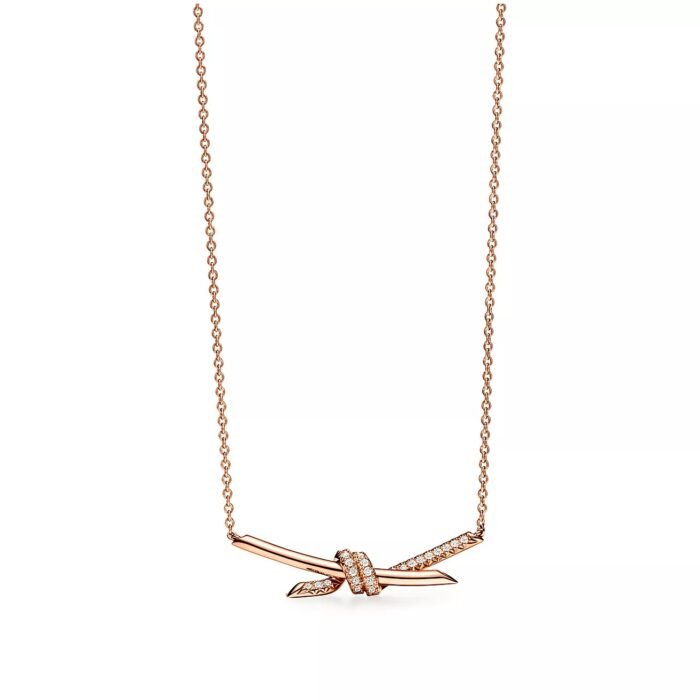 ELSIE LOVE Knot Pendant with Zirconia | V Gold 18K Gold Plated Adjustable Minimalist Necklace - Image 9