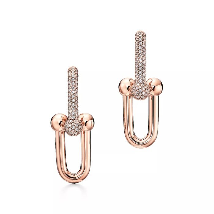 ELSIE LOVE Link Earrings with Zirconia | V Gold 18K Gold Plated | 1.5" Fashion Earrings - Image 9