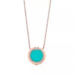 ELSIE LOVE Turquoise Circle Pendant Necklace for Women, 18K Gold Plated, Zirconia Inlay, PVD 5x Layered, Adjustable Chain - Image 9