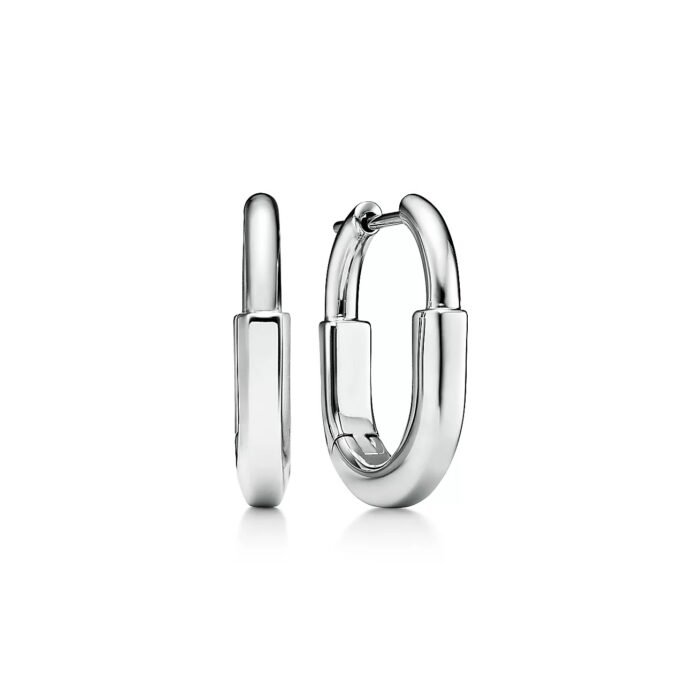 ELSIE LOVE Lock Earrings | V Gold 18K Gold Plated Minimalist Hoops - Image 9