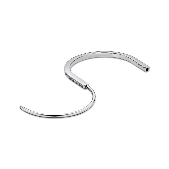 ELSIE LOVE Lock Bangle 18K Gold Plated with Zirconia, Narrow Design - Image 9