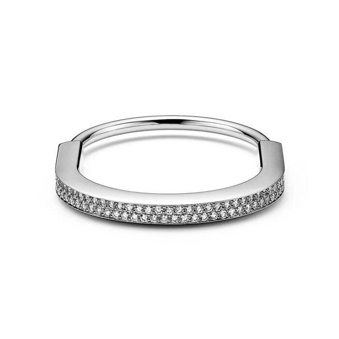 ELSIE LOVE Lock Bangle with Zirconia, 18K Gold Plated, PVD 5-Layered, Medium - Image 9