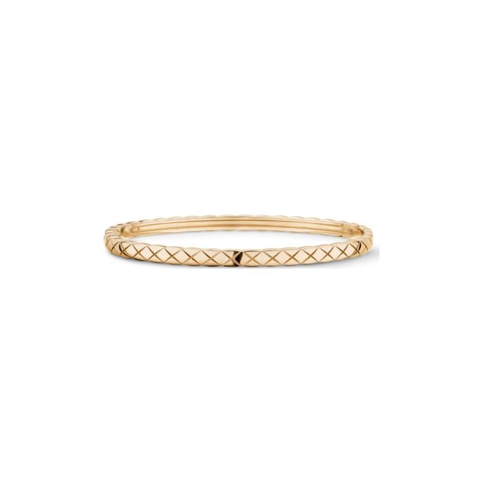 ELSIE LOVE Coco Crush Bracelet · 18K Gold Plated V Gold · Quilted Pattern Design · Minimalist Women’s Bangle - Image 9