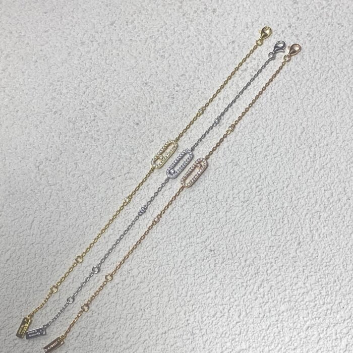 ELSIE LOVE Move Uno Bracelet Women 18K Gold Plated V Gold Zirconia PVD 5x Layered Chain 18.5cm - Image 9