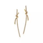 ELSIE LOVE Long Knot Earrings 18K Gold Plated Cubic Zirconia