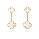 ELSIE LOVE Clover Earrings 925 Silver 18K Gold Plated White Mother of Pearl