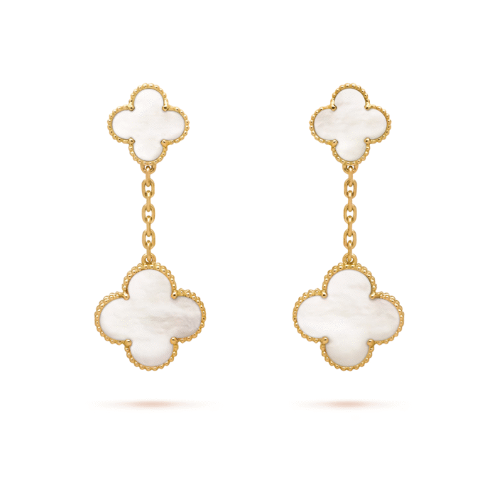 ELSIE LOVE Clover Earrings 925 Silver 18K Gold Plated White Mother of Pearl - Image 1