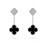 ELSIE LOVE Clover Earrings 925 Silver 18K Gold Plated Black Onyx