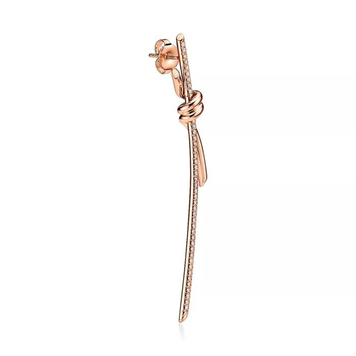 ELSIE LOVE Long Knot Earrings 18K Gold Plated Cubic Zirconia - Image 10