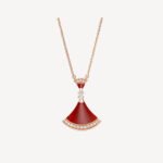 ELSIE LOVE Divas’Dream Necklace 925 Silver 18K Rose Gold Plated Red Agate