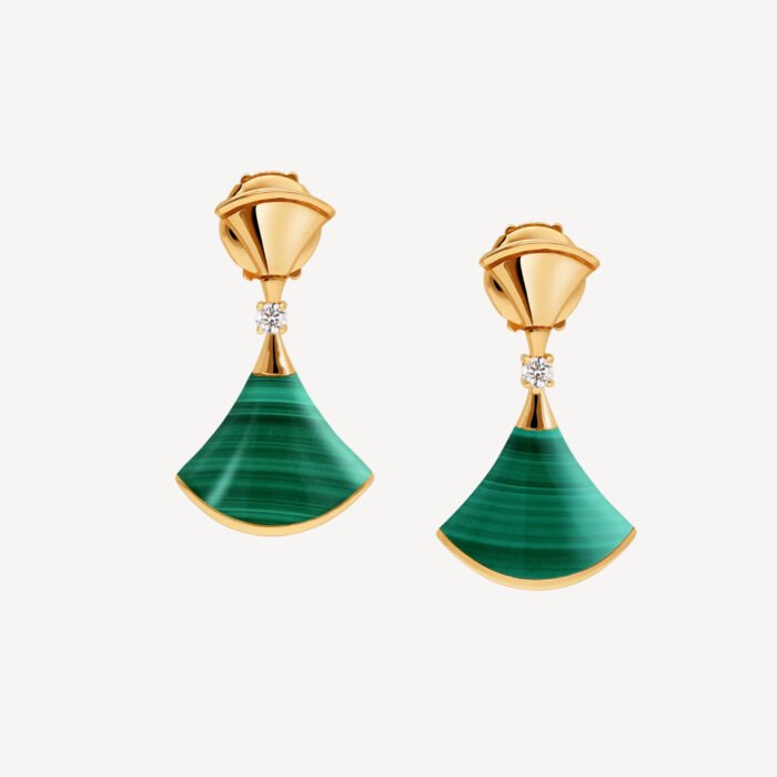 ELSIE LOVE Divas’Dream Earrings 925 Silver 18K Gold Plated Green Agate / Mother of Pearl - Image 3