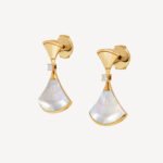 ELSIE LOVE Divas’Dream Earrings 925 Silver 18K Gold Plated Green Agate / Mother of Pearl - Image 2