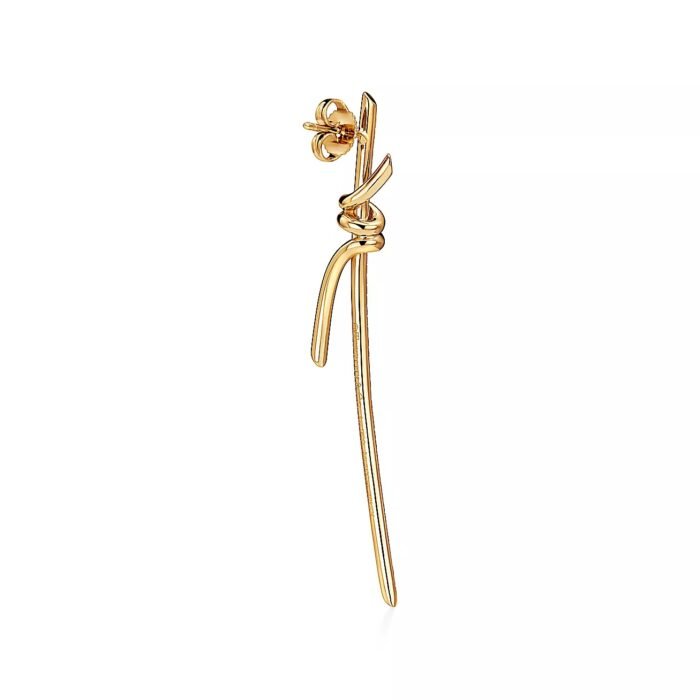 ELSIE LOVE Long Knot Earrings 18K Gold Plated Cubic Zirconia - Image 3