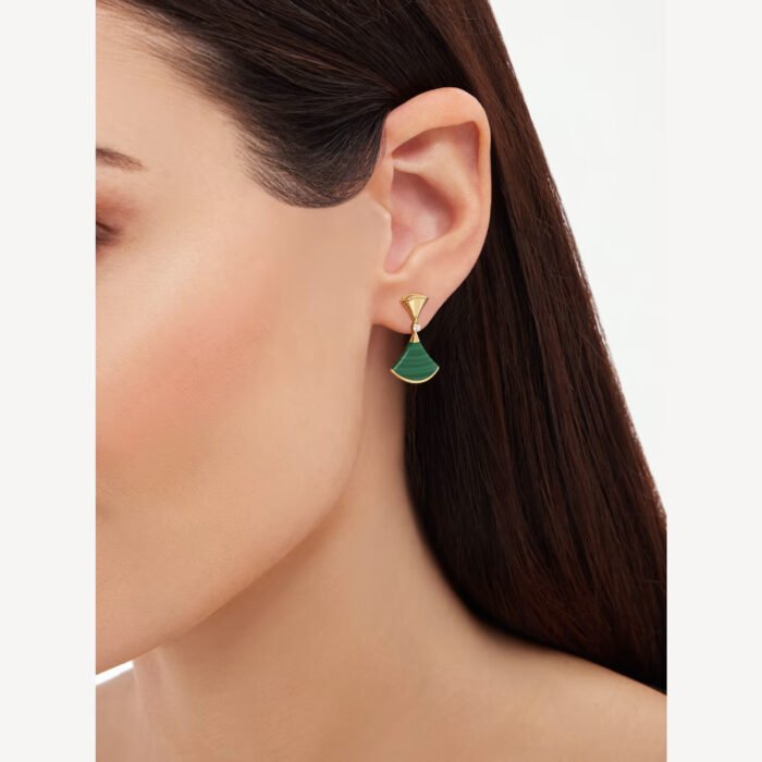 ELSIE LOVE Divas’Dream Earrings 925 Silver 18K Gold Plated Green Agate / Mother of Pearl - Image 5