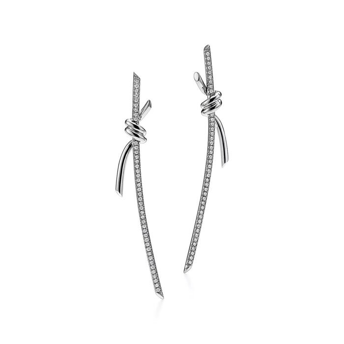 ELSIE LOVE Long Knot Earrings 18K Gold Plated Cubic Zirconia - Image 5
