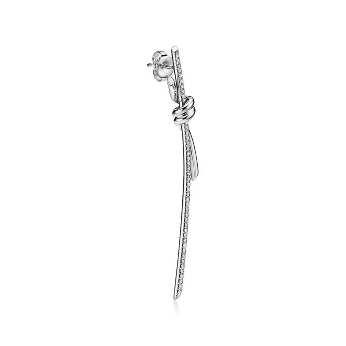 ELSIE LOVE Long Knot Earrings 18K Gold Plated Cubic Zirconia - Image 6