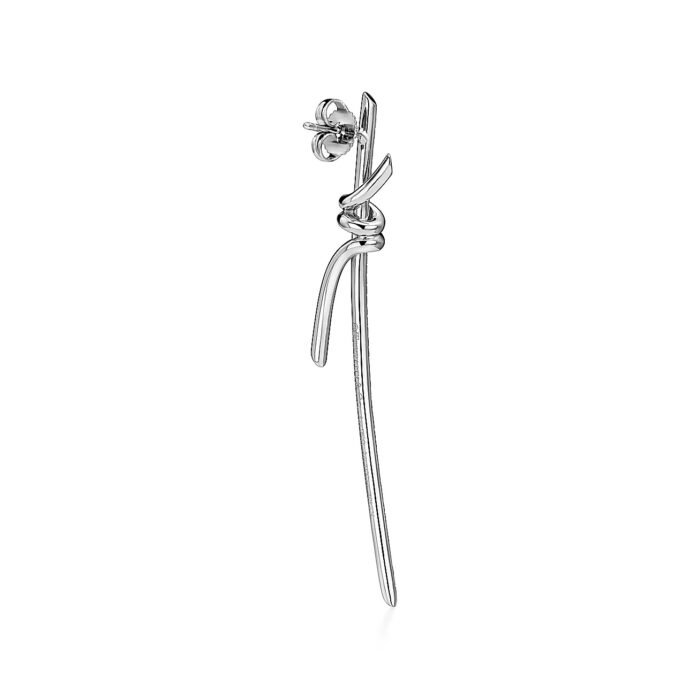 ELSIE LOVE Long Knot Earrings 18K Gold Plated Cubic Zirconia - Image 7